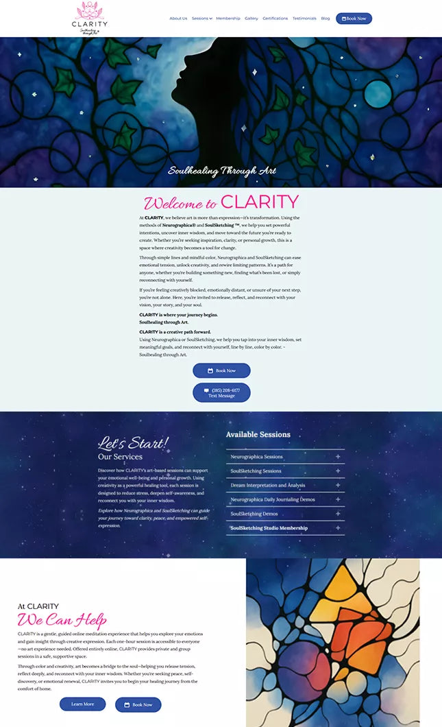 Preview of the redesigned SoulHealing landing page showing improved visual layout and optimized session booking flow.