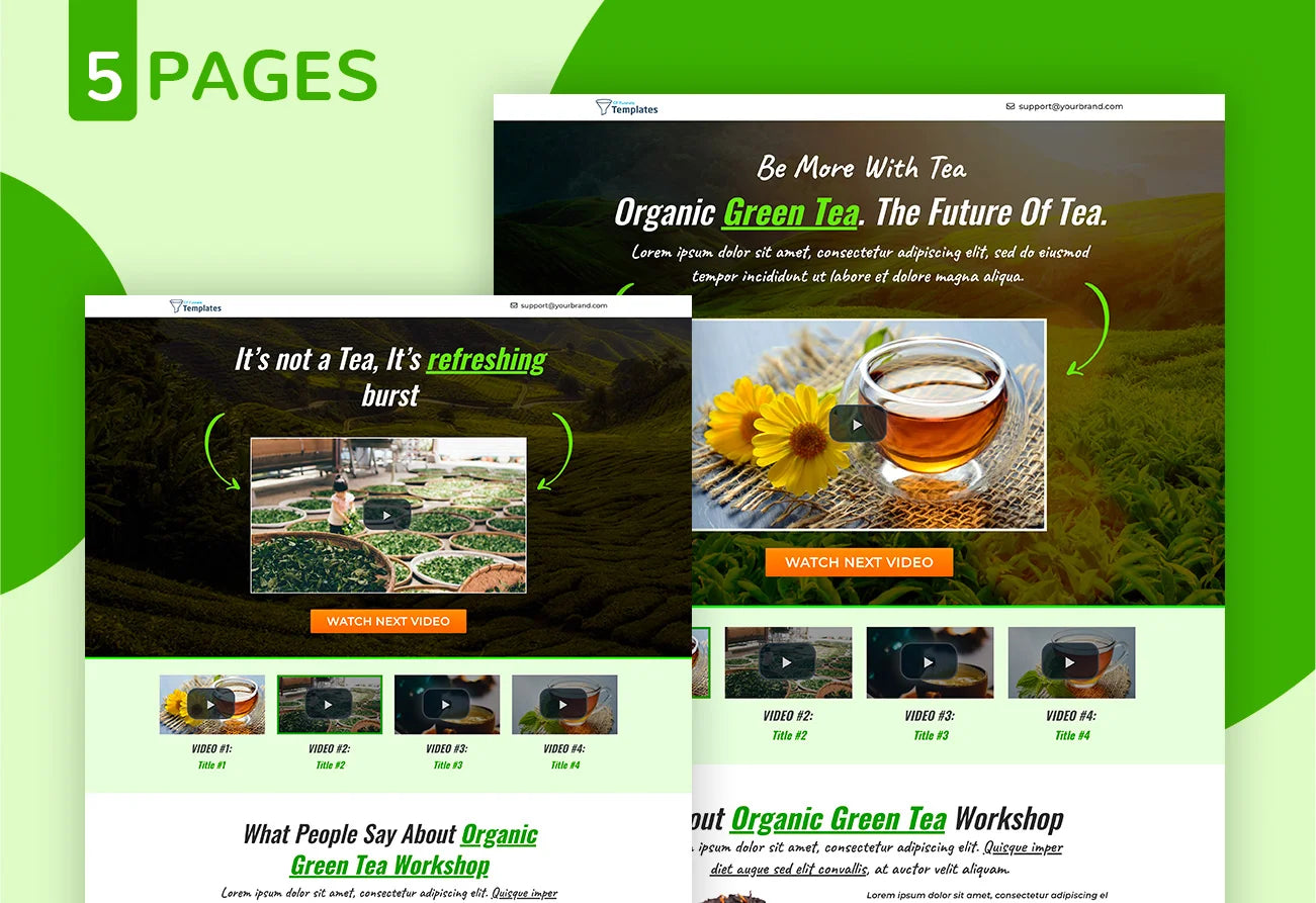 Green Tea Glory: The Perfect Green Tea Sales Funnel Template