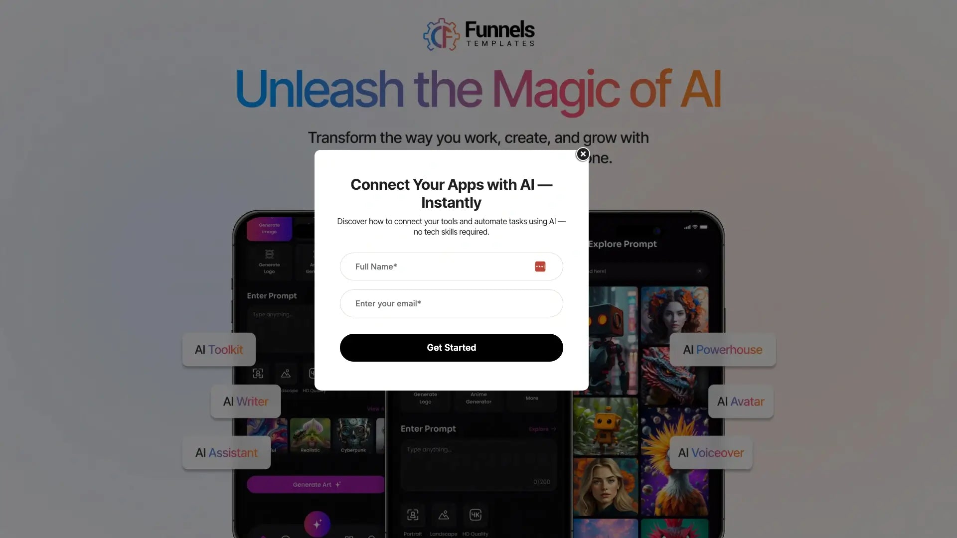 GoHighLevel SaaS Lead Generation Funnel for AI Tools - PopUp