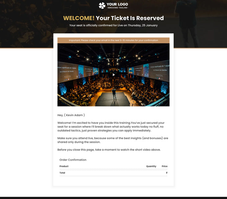 Personal Branding Event Funnel GHL - Order Confirmation