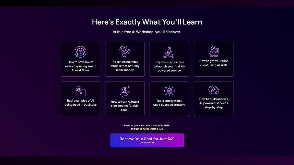 SaaS – AI Marketing Workshop Registration - What You'll Learn