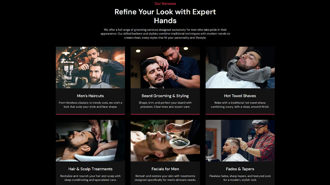 Barbershop Men’s Grooming & Haircare Booking - Our Services