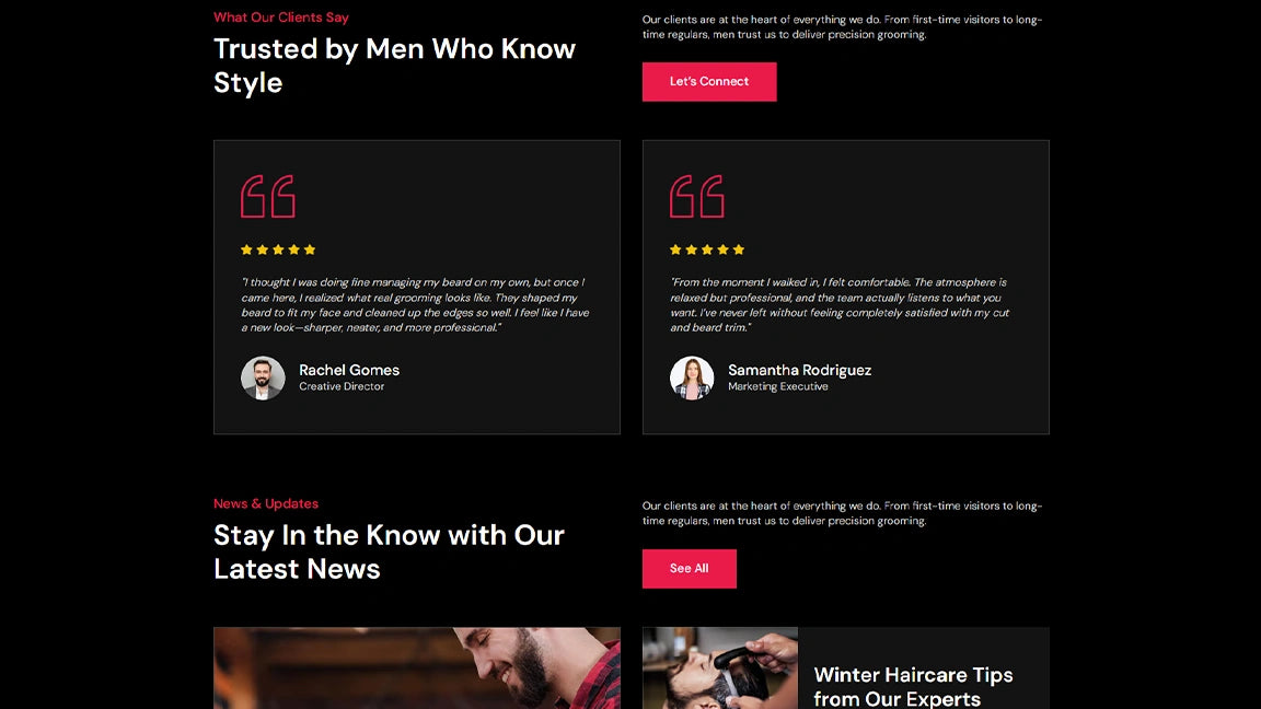 Barbershop Men’s Grooming & Haircare Booking - What Our Clients Say