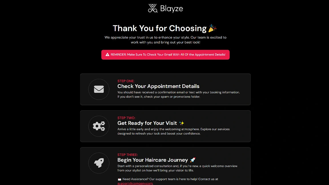 Barbershop Men’s Grooming & Haircare Booking - Thank You