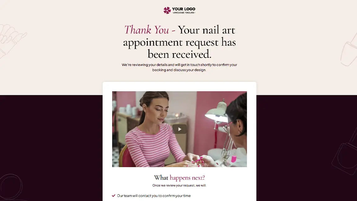 Beauty Appointment for Nail Salons - Thank You