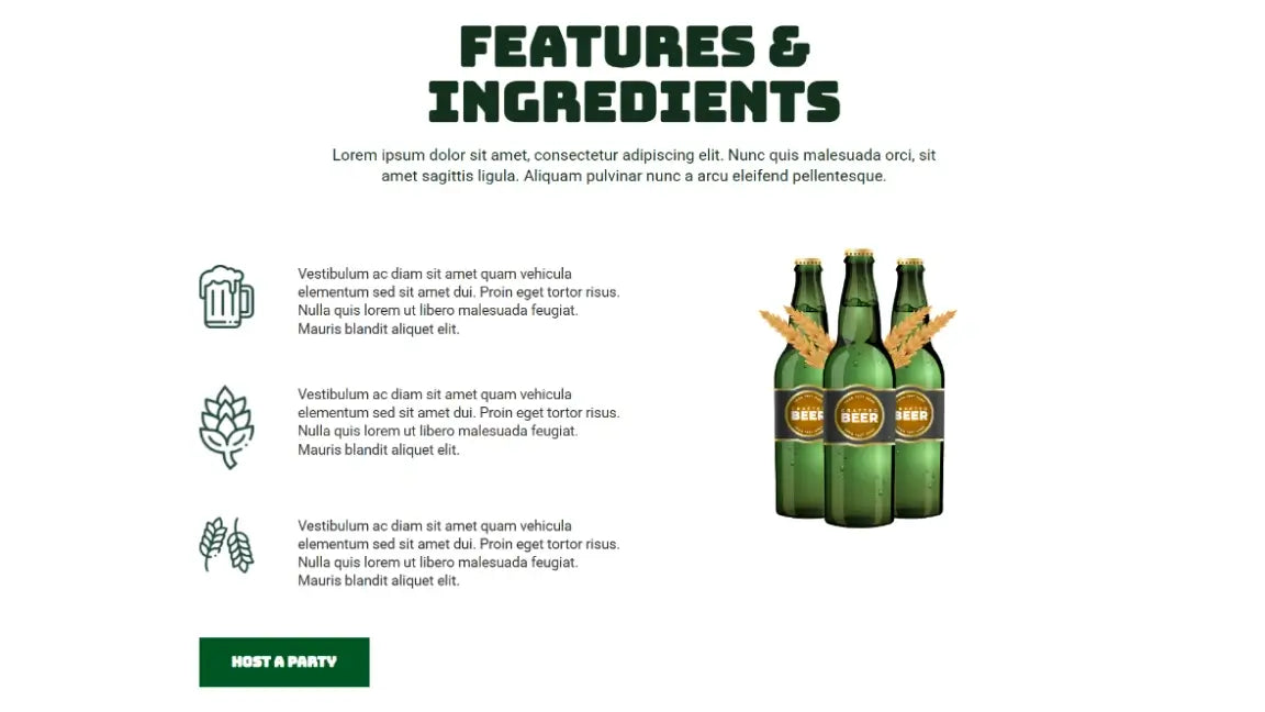 Sales Funnel for Beer Product - Feature and ingredients