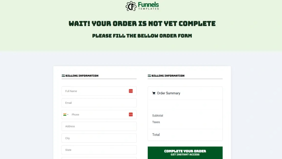 Sales Funnel for Beer Product - Order Page