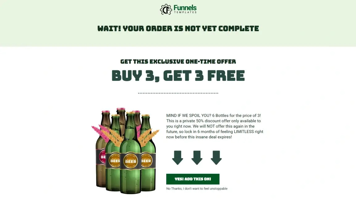 Sales Funnel for Beer Product - Upsell