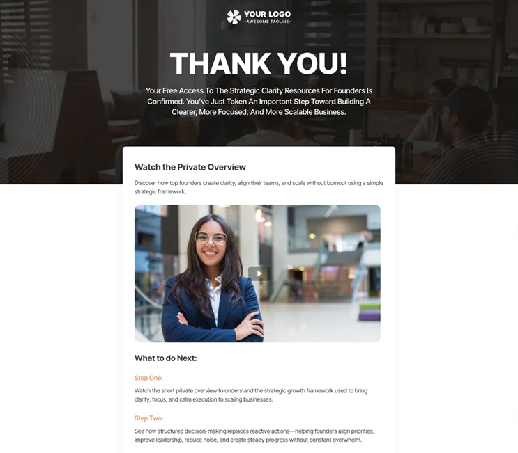 Business Owners Funnel GHL : Thank You