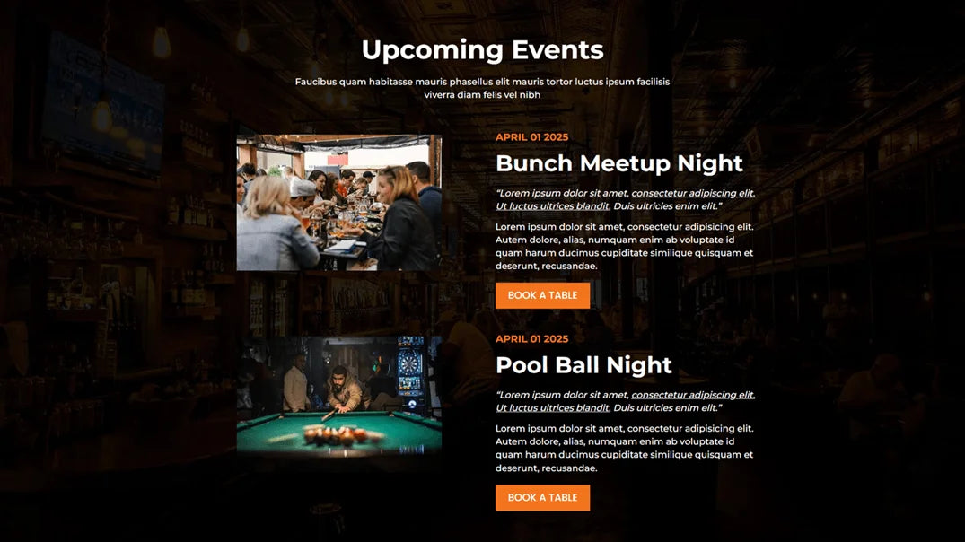 ClickFunnels 2.0 Sales Funnel for Restaurant & Bar - Upcoming Events