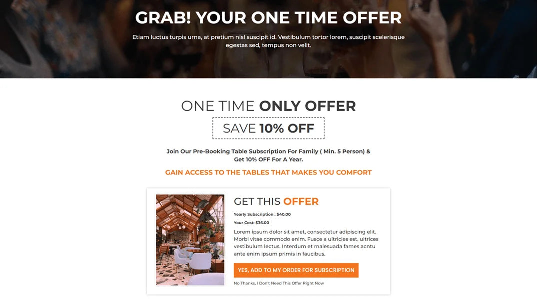 ClickFunnels 2.0 Sales Funnel for Restaurant & Bar - Upsell