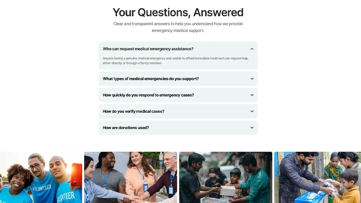 Donation Funnel for Emergency Medical NGO - FAQs