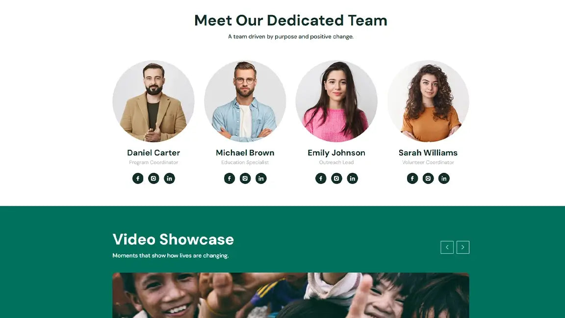 Donation Funnel for NGO – Children’s Education Support - Meet Our Dedicated Team