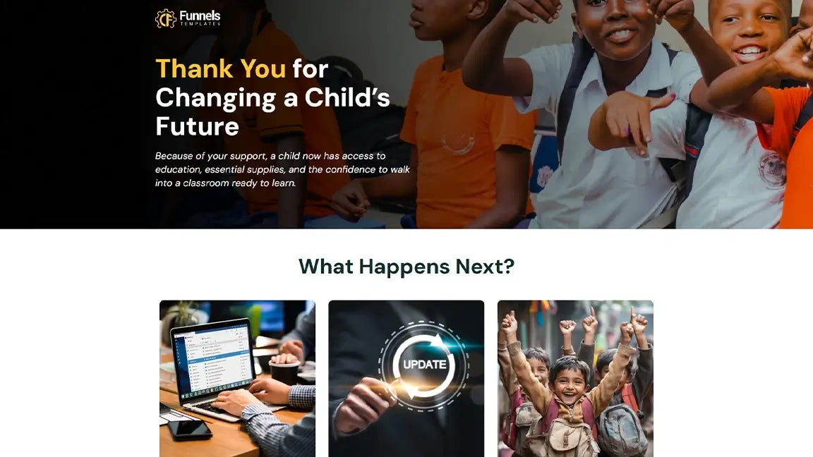 Donation Funnel for NGO – Children’s Education Support - Thank You