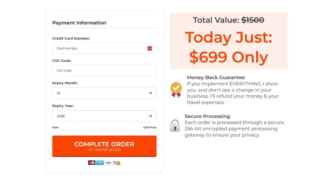 ClickFunnels Webinar Funnel for Ecommerce - Payment Info