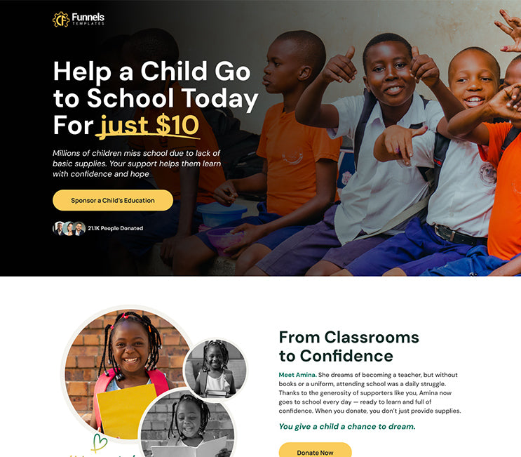 Education Donation Funnel (GHL) - Optin Page