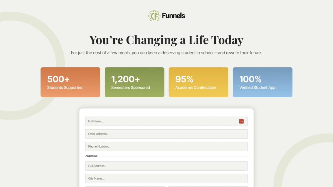 Education Scholarship Funnel Form