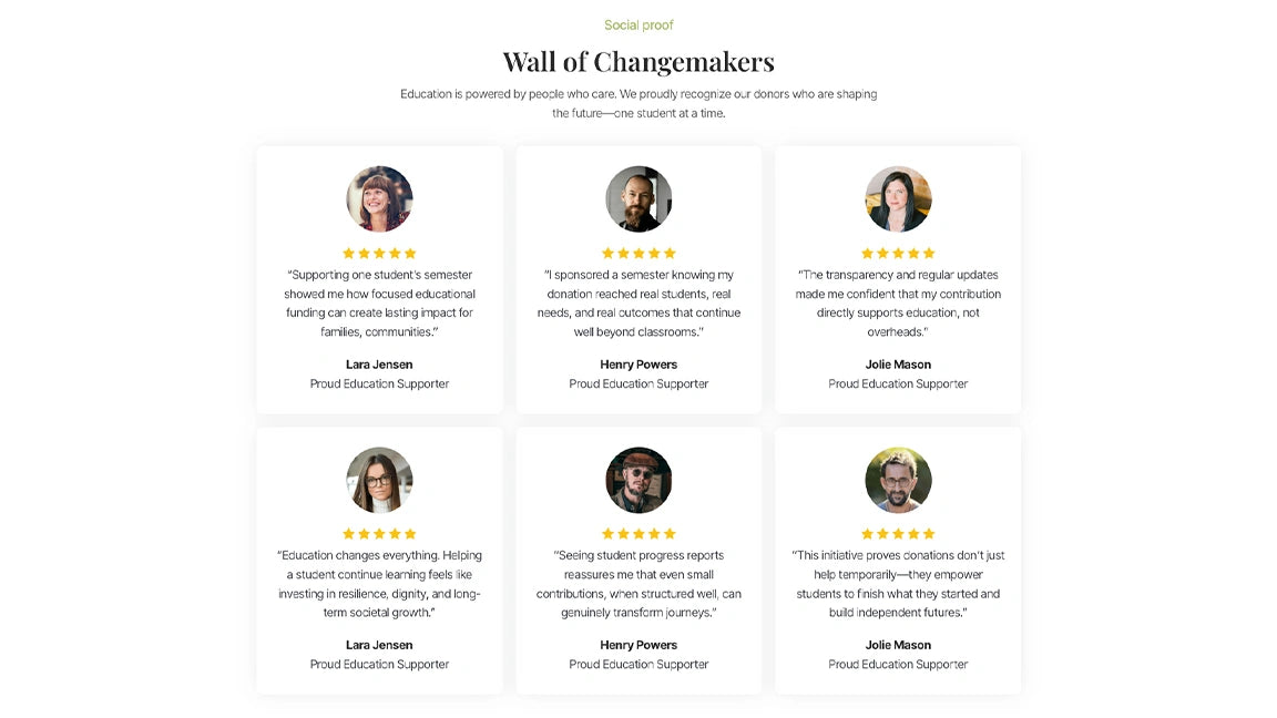 Education Scholarship Funnel Wall of change maker