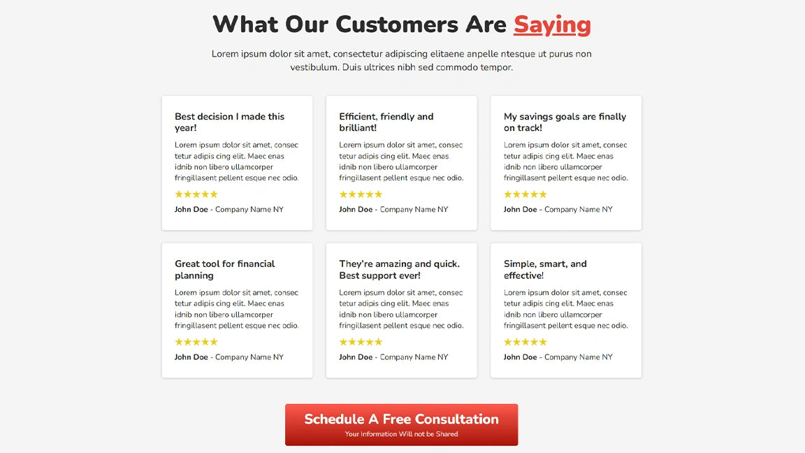 Financial Advisor Funnel for Finance Consultants - What Our Customers are Saying