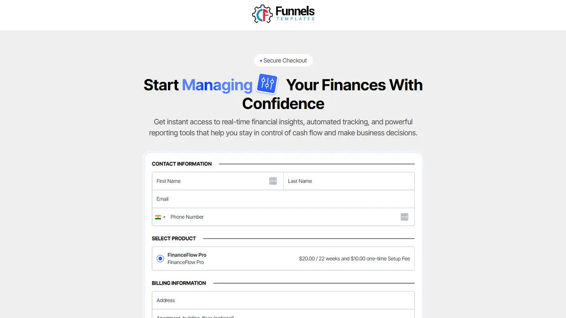 Financial Management Funnel for Finance SaaS & Budgeting Platforms - Order Page