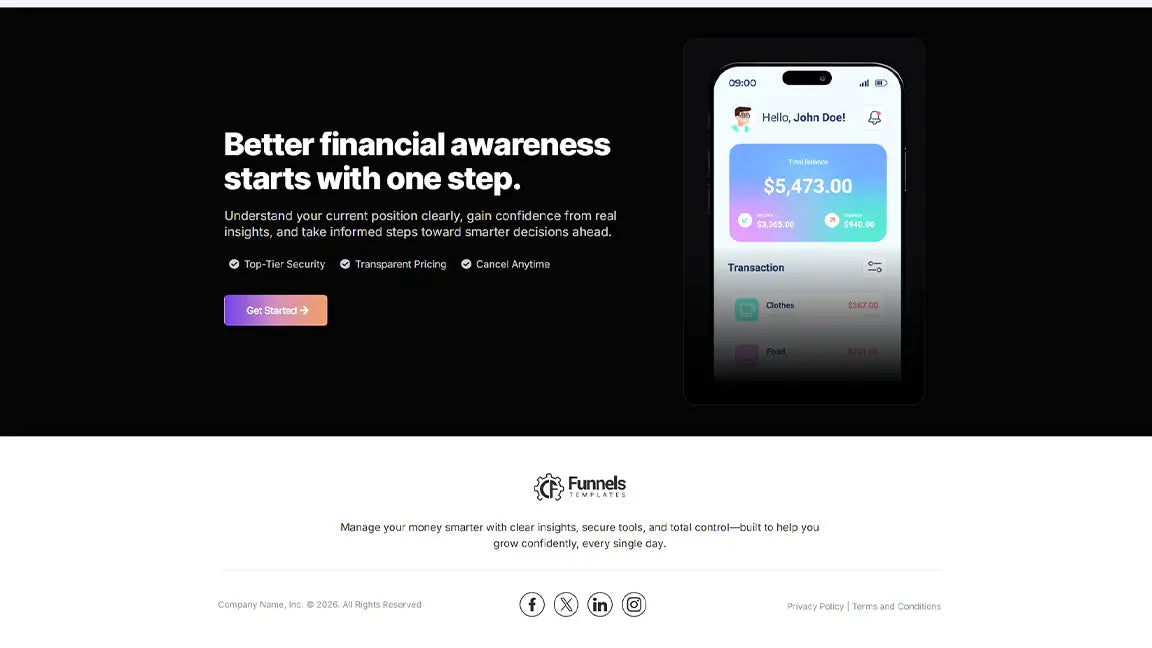 Financial Platform Lead Generation Funnel - Financial Awareness