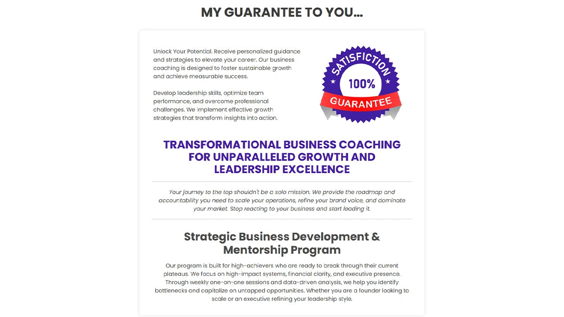 GoHighLevel Sales Funnel for Business Coaching - Guarantee