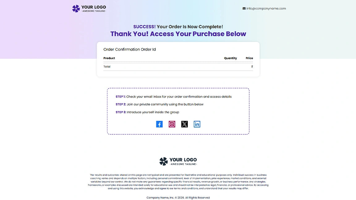 GoHighLevel Sales Funnel for Business Coaching - Thank You