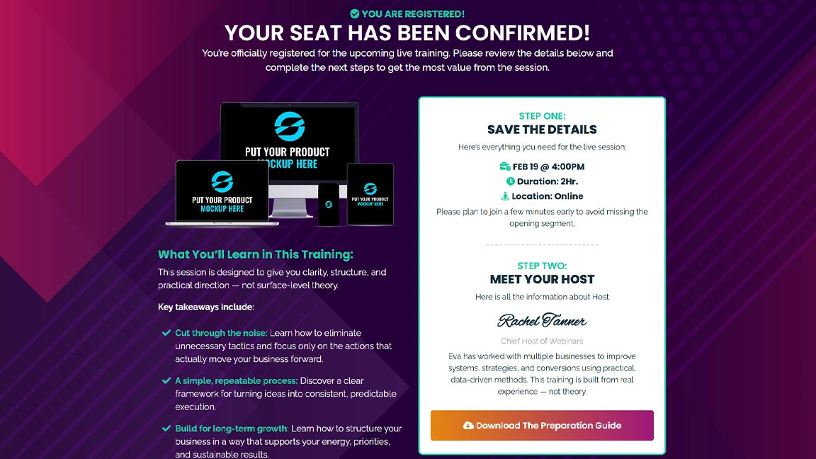 GoHighLevel Webinar Funnel for Coaching - confirmation