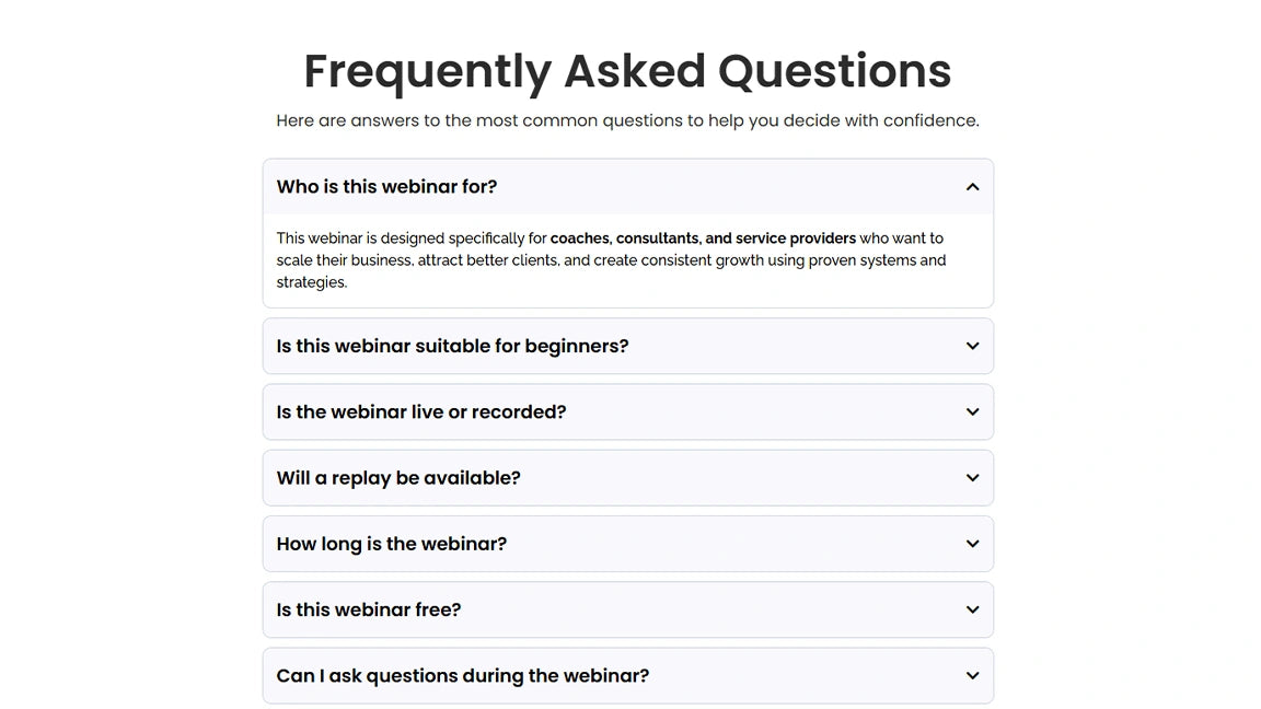 GoHighLevel Webinar Funnel for Coaching - FAQ