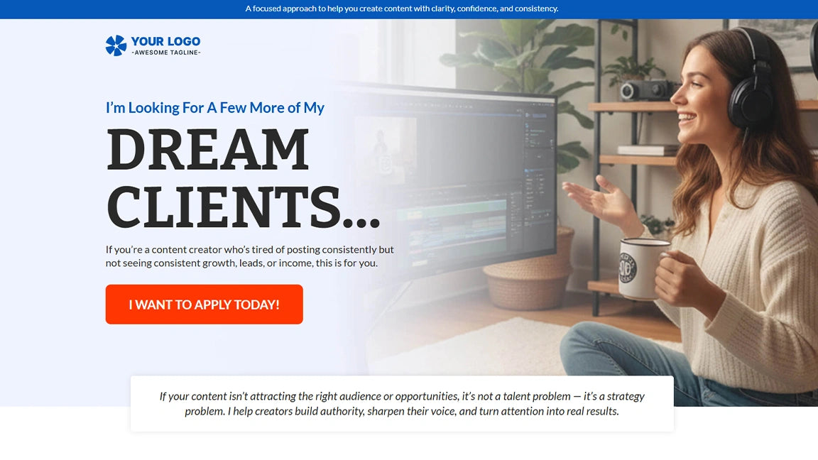 GoHighLevel Lead Generation Funnel for Creator Coaching - Dream Client