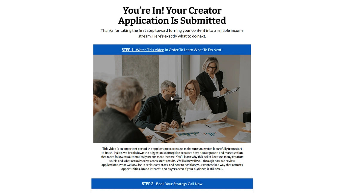 GoHighLevel Lead Generation Funnel for Creator Coaching - Thank You