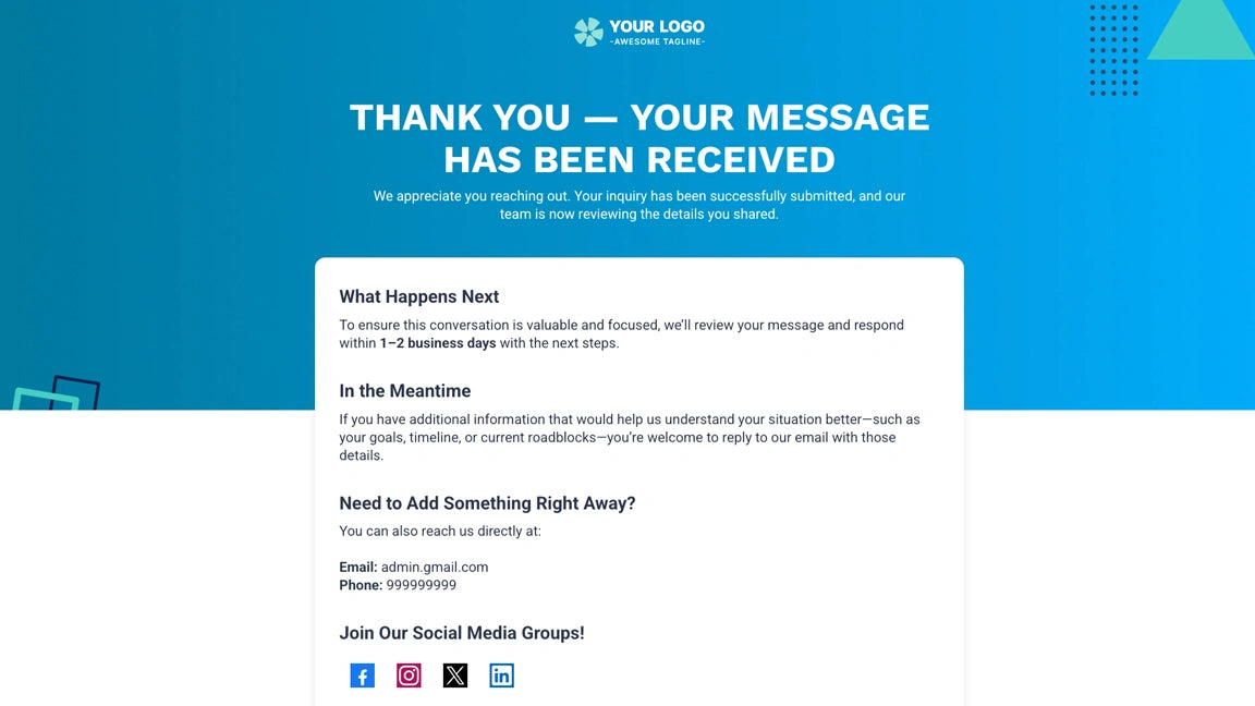 Lead Generation Funnel for Education - Thank You