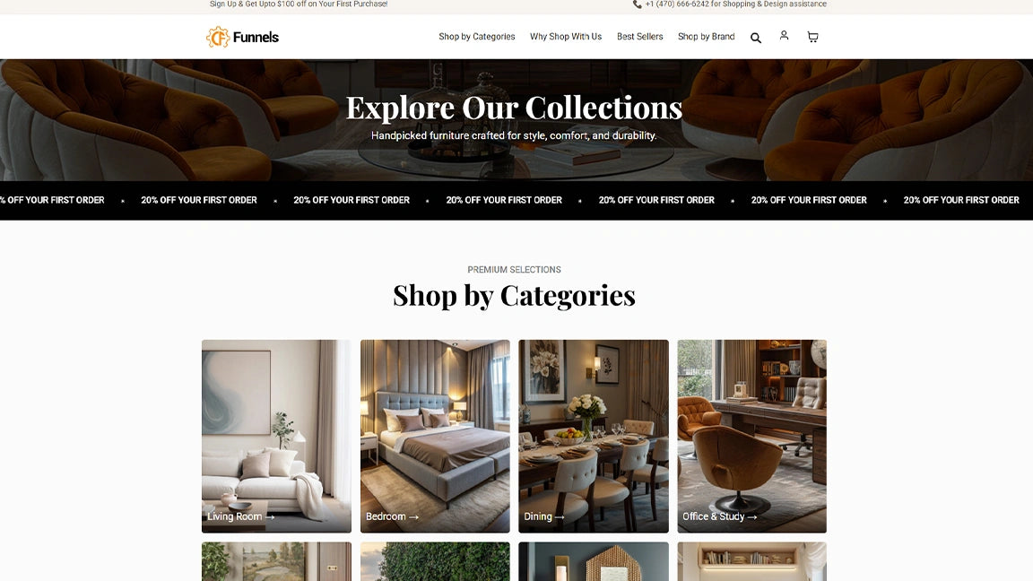 Home Decor eCommerce Funnel - Explore our Collections