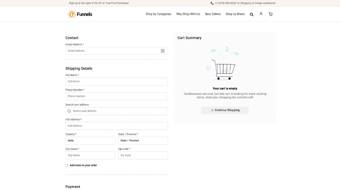 Home Decor eCommerce Funnel - Order Page