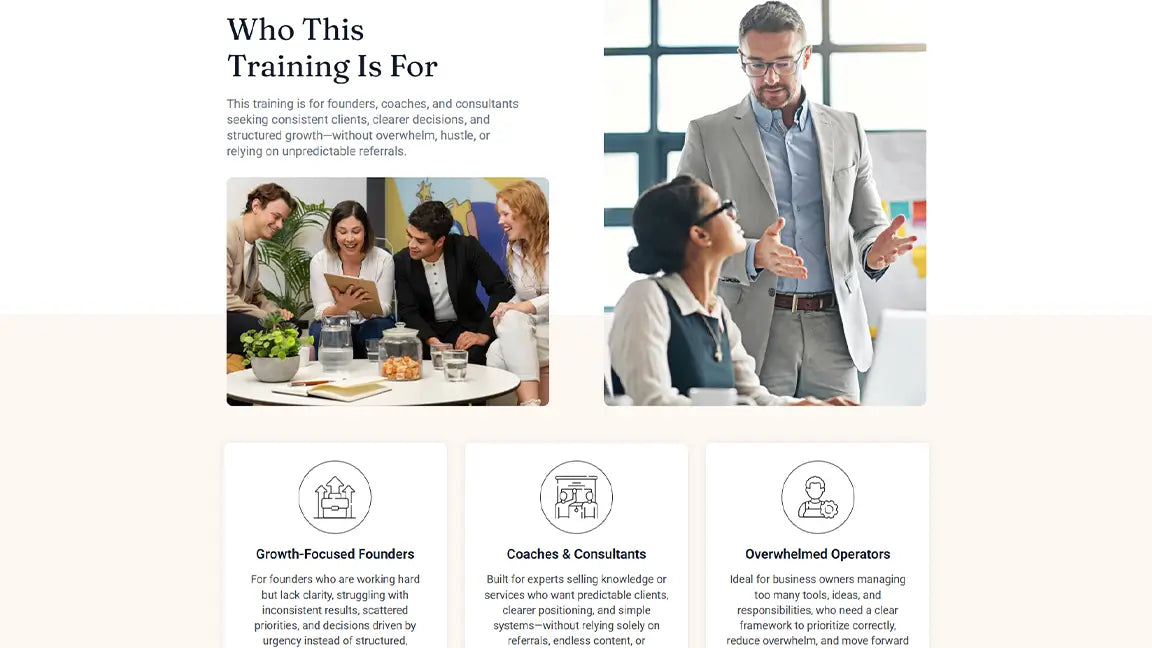 GoHighLevel Live Training Funnel for Coaching & Consulting - Training section