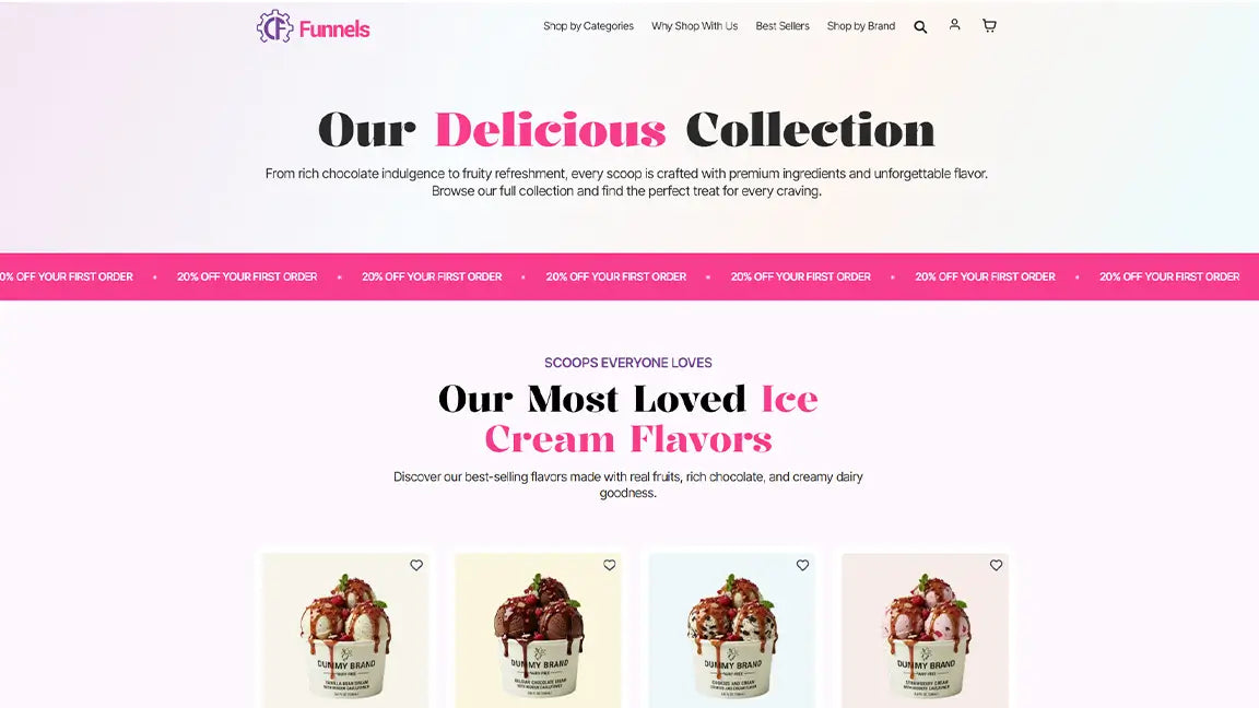 Ice Cream Product List Page