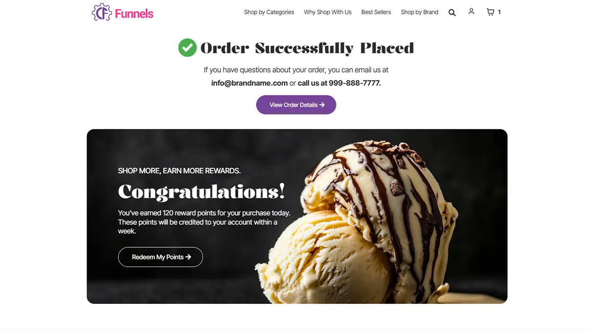 Ice Cream Order Confirmation