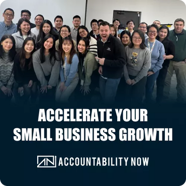 Accountability Now success story banner showcasing their team for small-business coaching website and automation upgrade  carried out by CF Funnels 