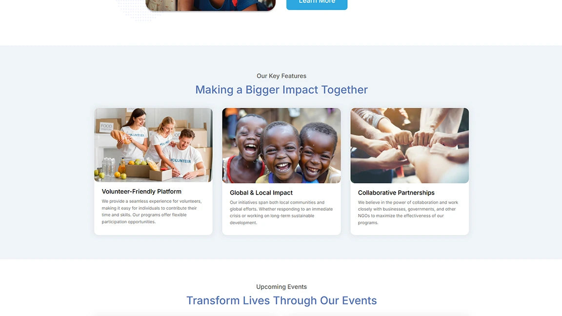 Key Features - Charity Fundraising & Community Support