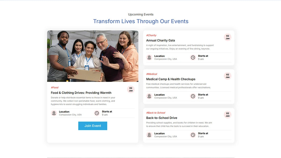 Upcoming Events - Charity Fundraising & Community Support
