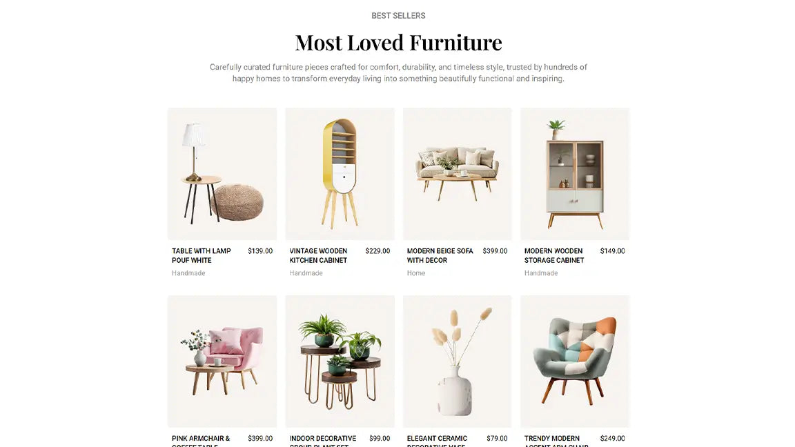 Online Furniture Store - Best Sellers