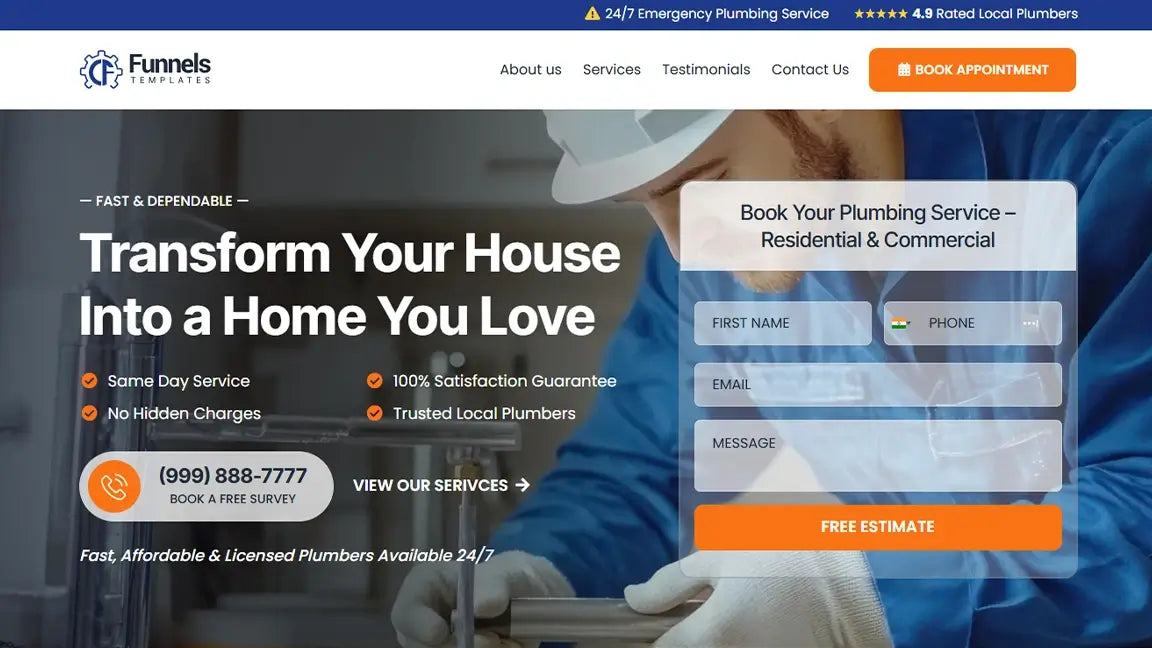 Plumbing Service Funnel for Local Service Businesses - Optin