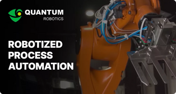 Quantum Robotics success story banner showcasing industrial automation branding and project results by CF Funnels.
