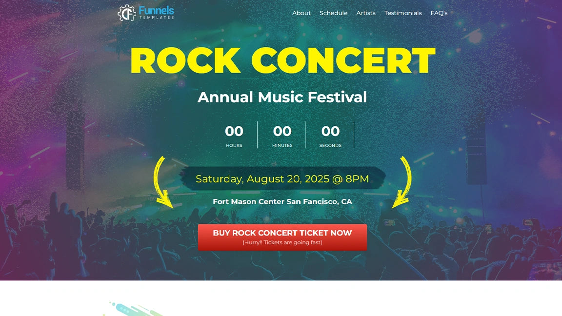 Rock Concert Event Music Festival Ticket Sales - Banner