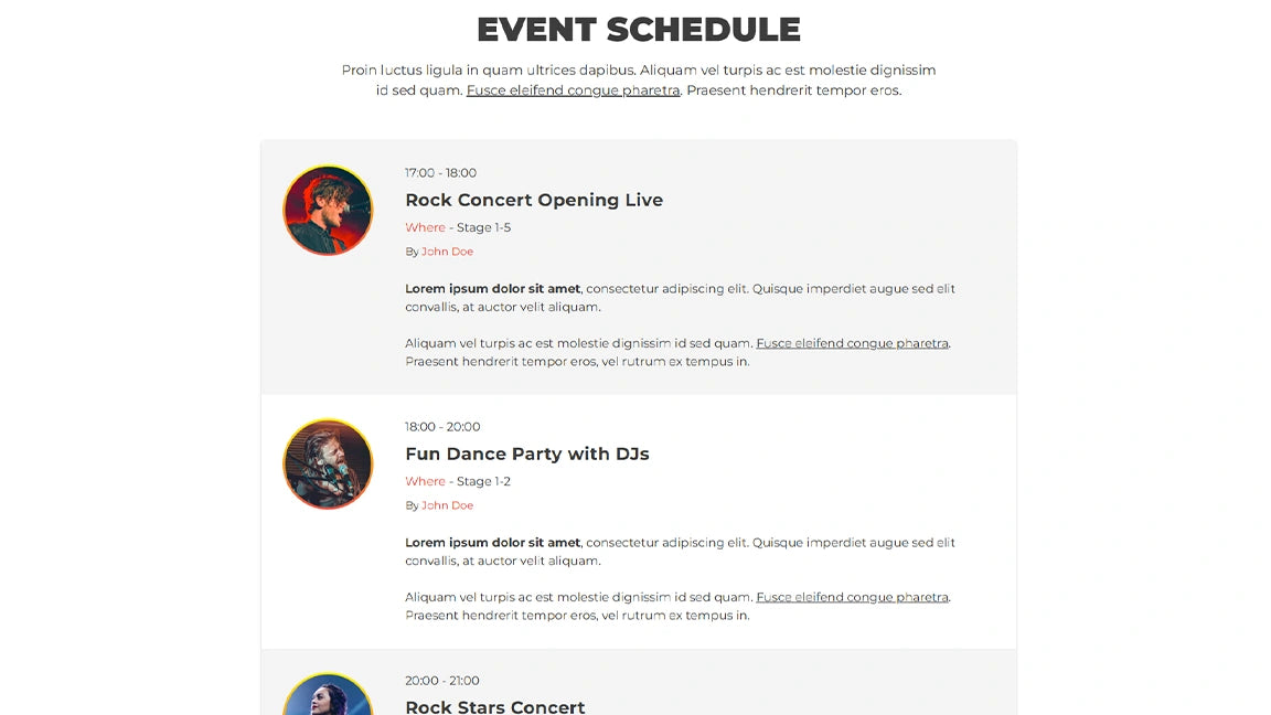 Rock Concert Event Music Festival Ticket Sales - Event schedule
