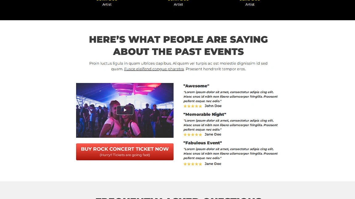 Rock Concert Event Music Festival Ticket Sales - Past Events