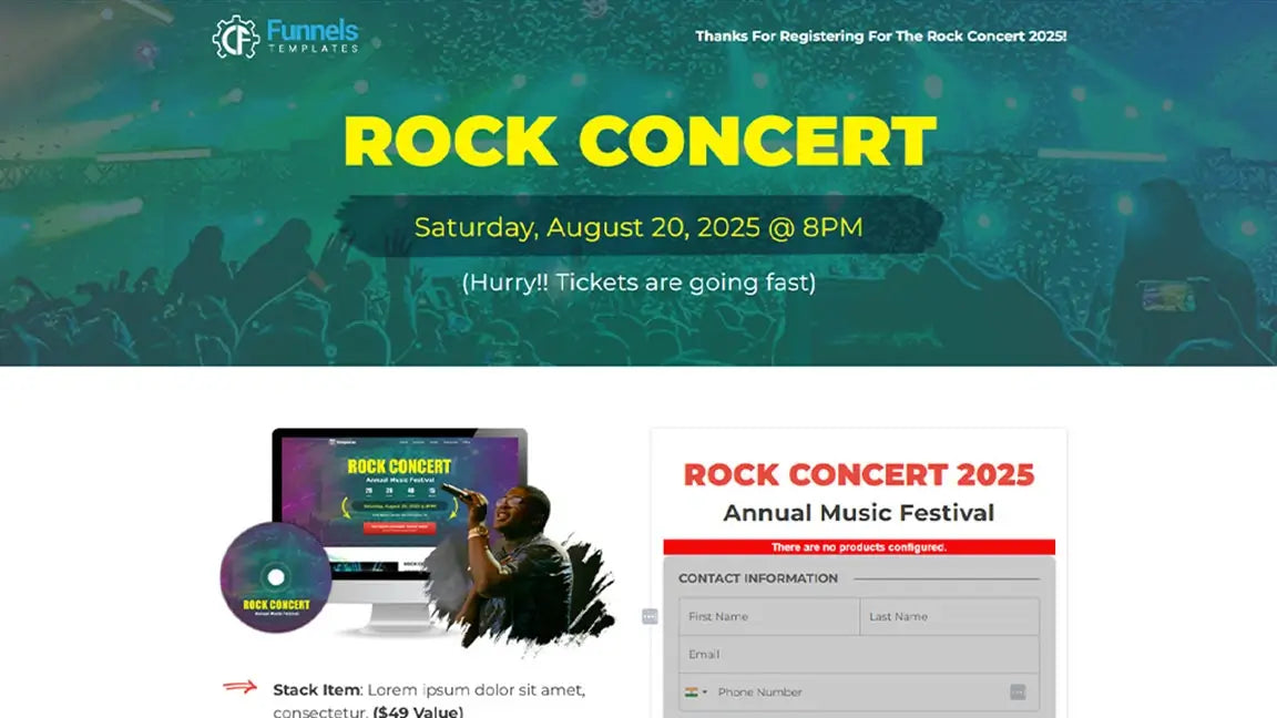 Rock Concert Event Music Festival Ticket Sales - Order Page