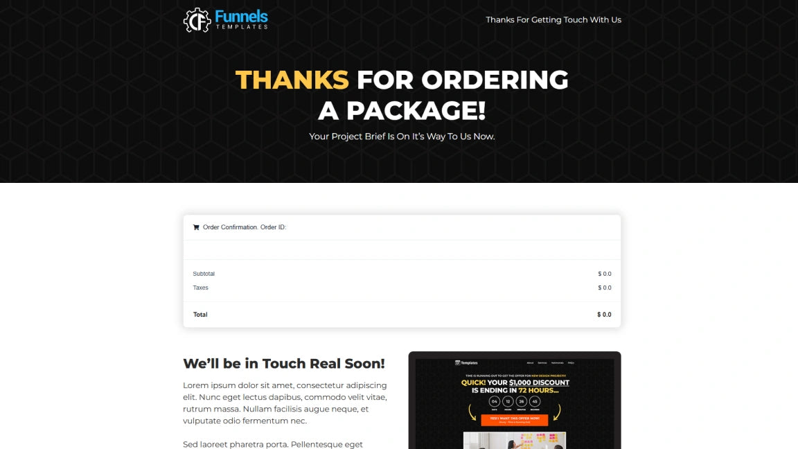 Sales Funnel for Design Agency - Thank You