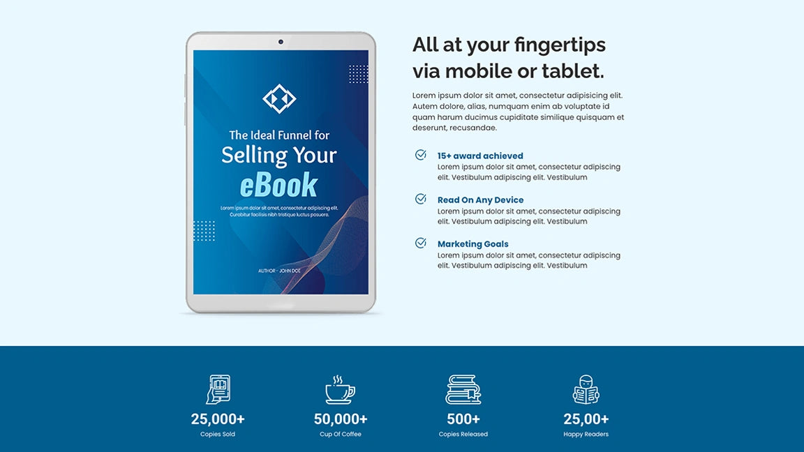 Sales Funnel for eBook Marketing - Tablet View