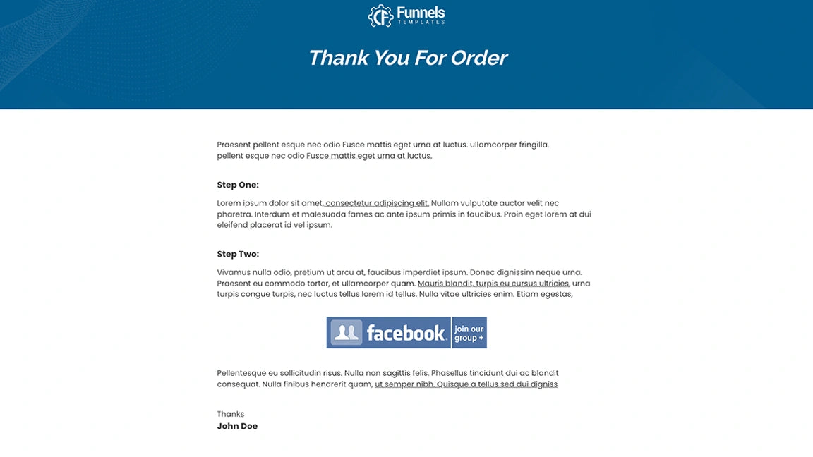 Sales Funnel for eBook Marketing - Thank You